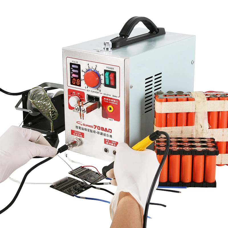 SUNKKO 709AD Spot Welder 2.2KW High Power Digital Display Spot Welding Machine With Soldering Iron Pen Pulse Battery Spot Welder 5