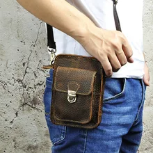 Мужской Ретро чехол для телефона, поясная сумка из натуральной кожи, кошелек, сумка с крючком, сумка через плечо, поясная сумка, маленькая сумка через плечо, кошелек