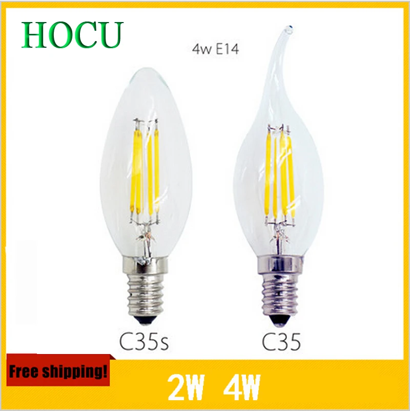 

New Design 2W 4W 6W E14 AC220V E14 E27 LED Filament Candle Bulbs 360 Degree Led Bulb Light Lamp Free Shipping