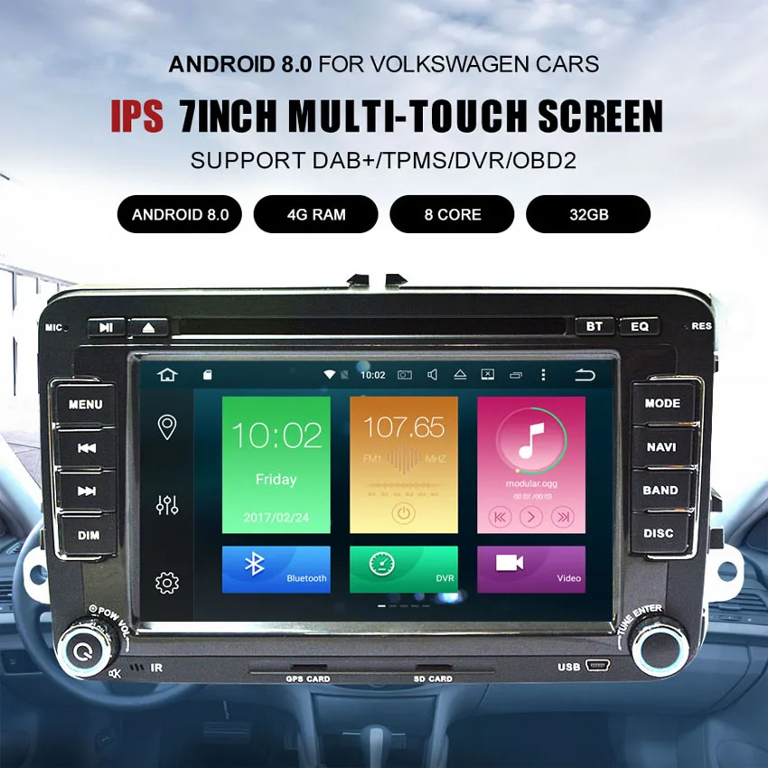 KANOR Автомобильный мультимедийный плеер Android 9,0 4+ 32G 2 Din для Golf 5 6 Passat B6 Polo Caddy Seat Skoda canbus dvd automotivo fm-радио