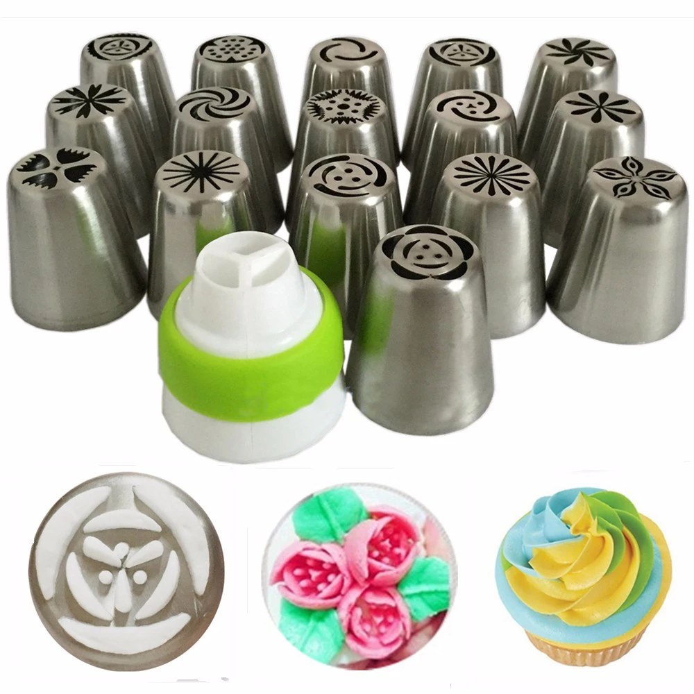 16pc/set Nozzles Pastry Tips Cupcake Buttercream Bake ToolTips Cake