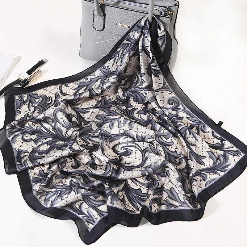 

2018 New Brand Designer Women Scarf Spring Summer Silk Scarves Square big size Shawls and Wraps Flower Lady pashmina FJ07