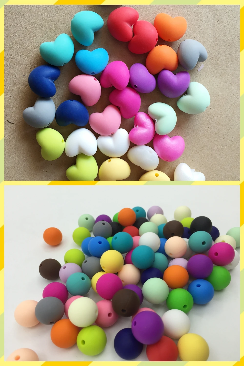 Buy Food grade silicone beads 15MM beads 20PCS + Heart
