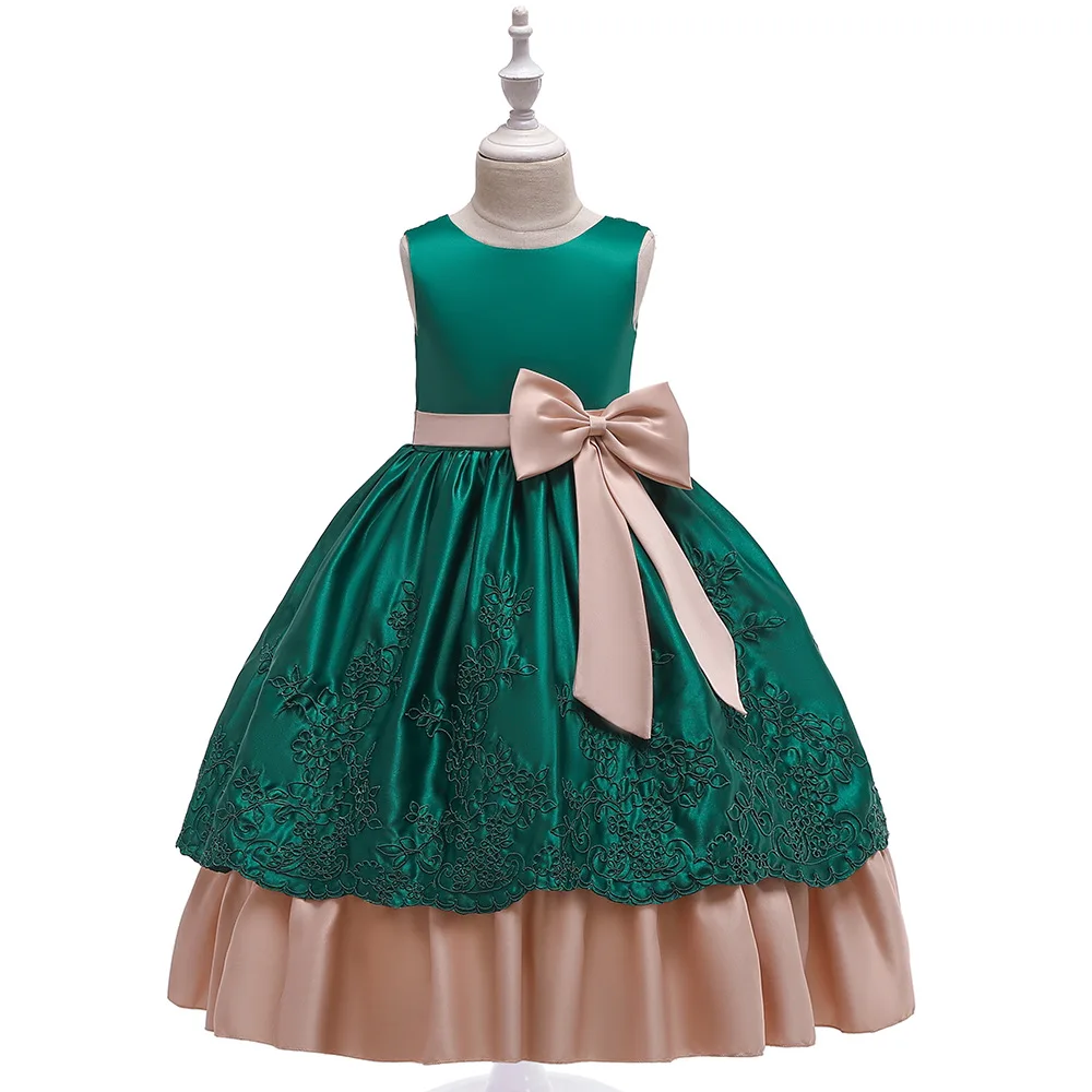 Vestidos Summer Kids Dresses for Girls Satin Wedding Dress Embroidery Girls Elegant Princess Dresses Evening Party Dresses 2019 Vestidos Summer Kids Dresses for Girls Satin Wedding Dress Embroidery Girls Elegant Princess Dresses Evening Party Dresses 2019
