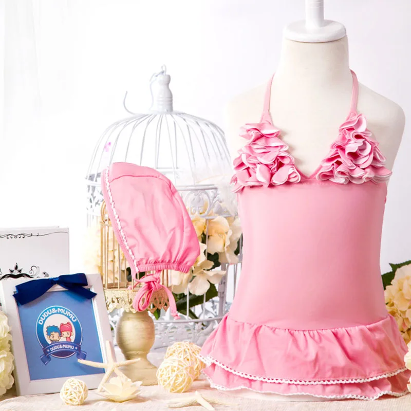 

2019 Special Offer New Swimwear Pretty Lace Trim Kids Swimwear Girls High Elasticity Bathing Suit Fcsw156 Free Shipping