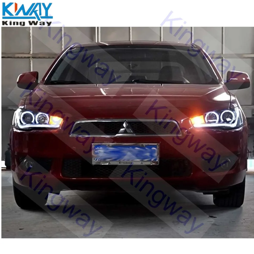 Бесплатная доставка King Way Pair LED Halo проектор фары для 2008 2016 Mitsubishi Lancer|Амортизаторы| |