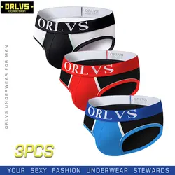 ORLVS 3 шт./лот, сексуальное нижнее белье, мужские трусы сuecas Slip Homme, мужские трусы, Короткие мужские трусы для пениса, удобные трусы для геев