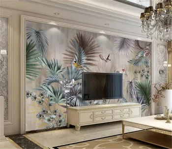 

Custom Photo 3d Wallpaper Nordic Plant Leaf Vintage TV Background Wall Decoration Mural Wallpaper