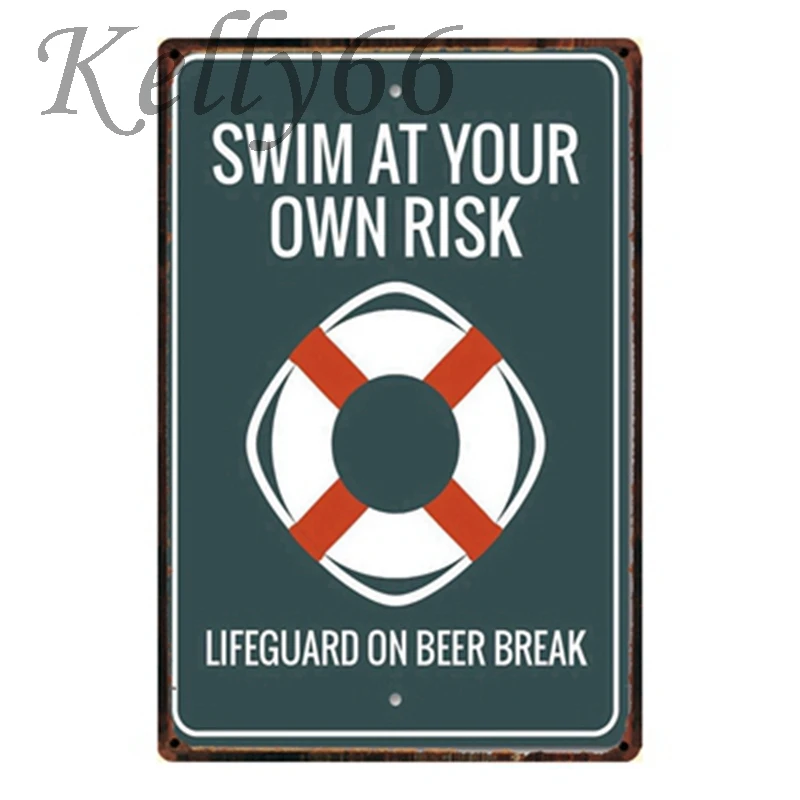 

[ Kelly66 ] SWIM RISK Tin Sign Poster Public Decor Store Wall Plaque Metal Painting Drop shipping 20*30 CM Size y-1230
