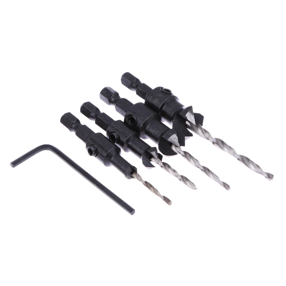 

2.5mm-4.5mm 4pcs/set Carpentry Countersink Drill Bit Set Woodworking Tools #6 #10 #13 #16 Wood Drilling  NG4S