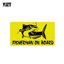 YJZT 14,5 см * 7,7 см Рыбак на борту Забавный наклейка автомобиля Стикеры ПВХ 12-40088