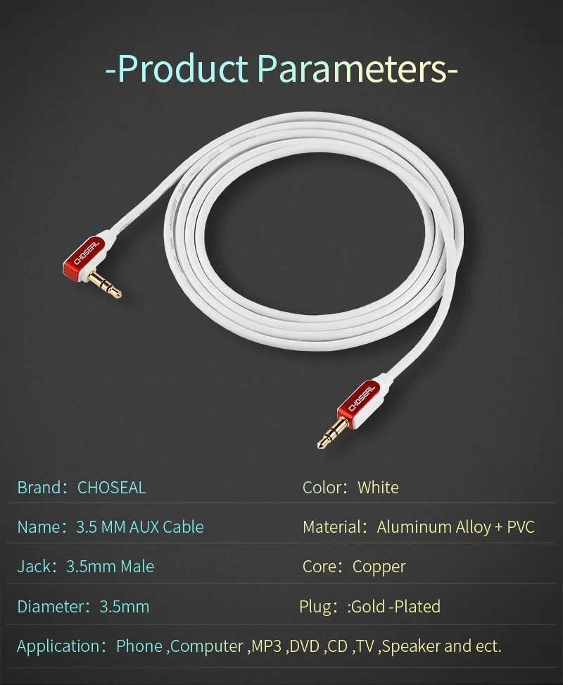  Audio Cable 3.5mm Speaker Line Aux Cable Wire for iPhone Car (2)