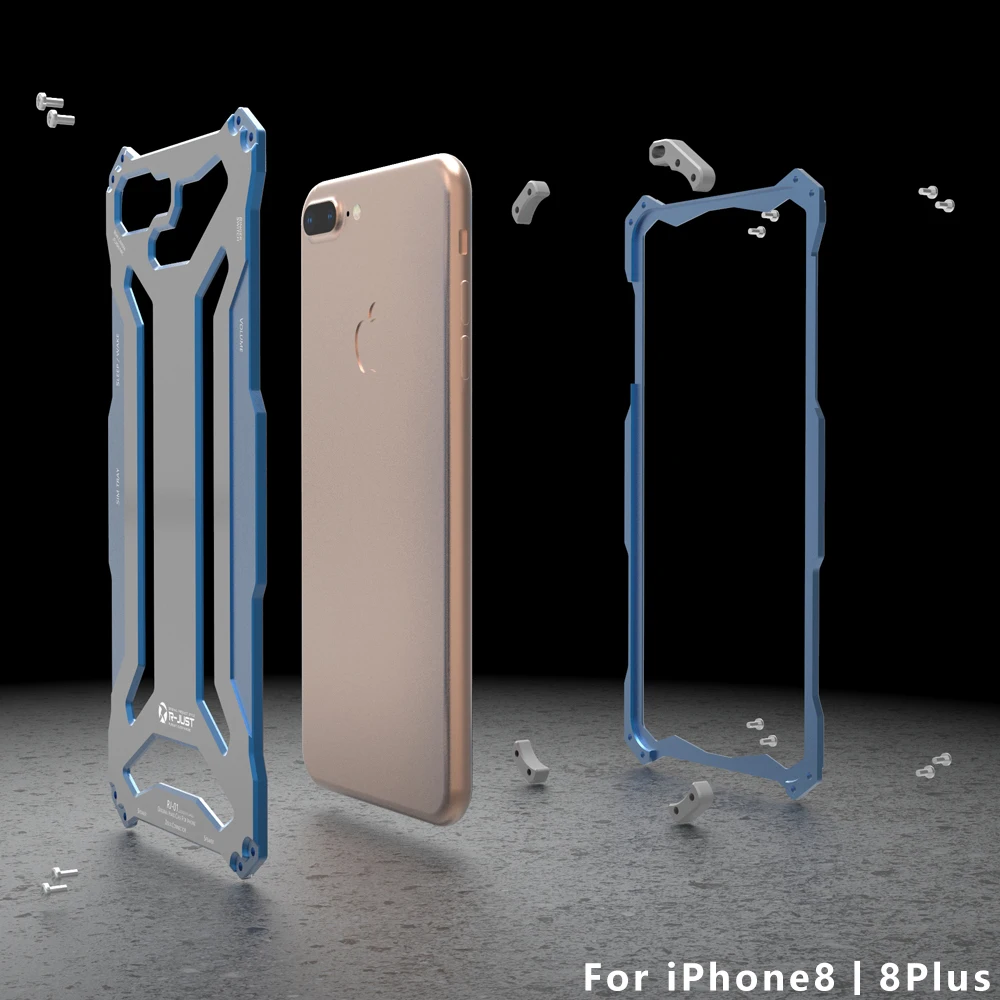 Чехол для iphone 8 8 Plus, R-JUST, бронированный чехол с ЧПУ, металлический алюминиевый защитный чехол для iphone I8 8 P
