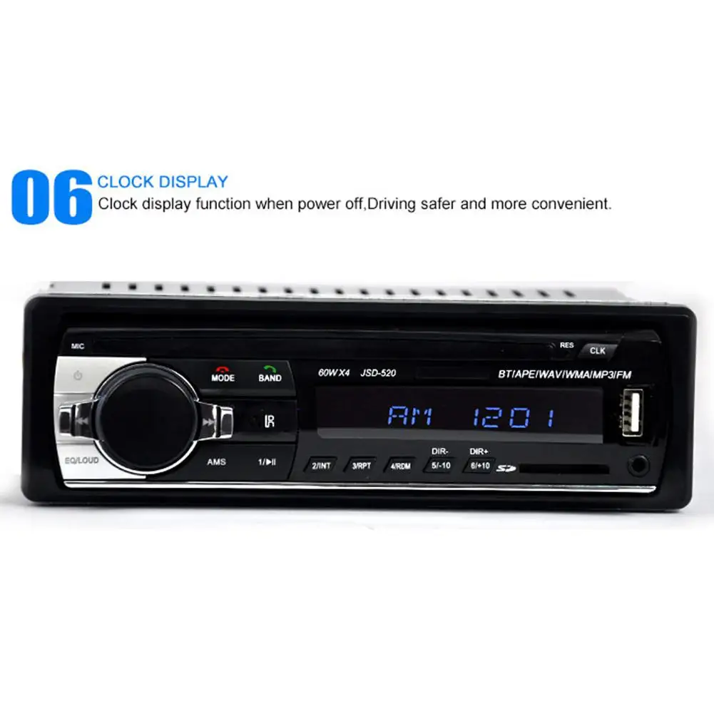 Adeeing Bluetooth автомобильный mp3-плеер аудио стерео 4X60 Вт Автомагнитола 12 в SD USB In-dash 1 Din FM Aux вход приемник