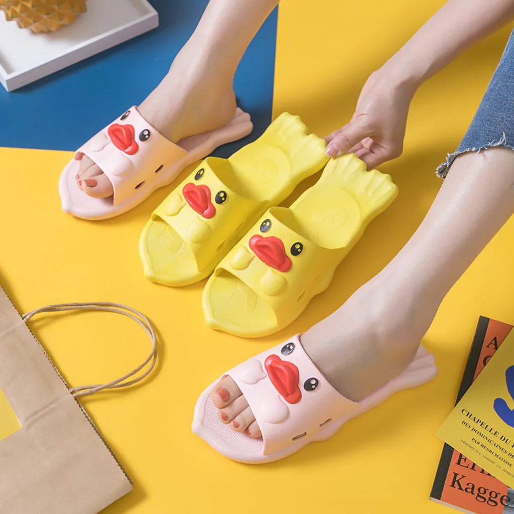 Тапочки для маленьких девочек, детская резиновая обувь с милым рисунком утки, устойчивая к истиранию, детские домашние тапочки, обувь для душа