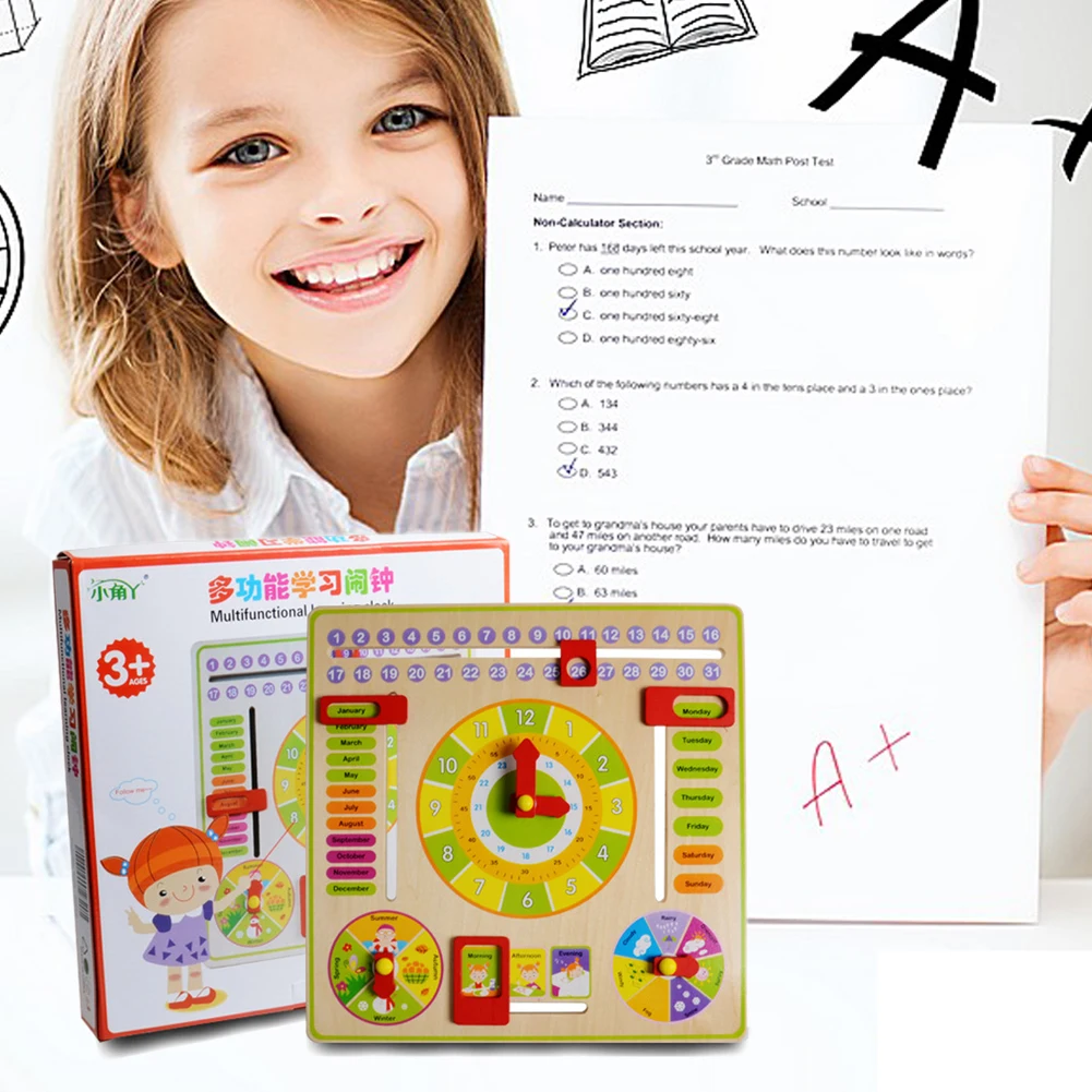 

Wooden Clock Math Toy For Baby Date Learning Developmental Versatile Flap Abacus Wooden Creative Educational Toy Birthday Gift