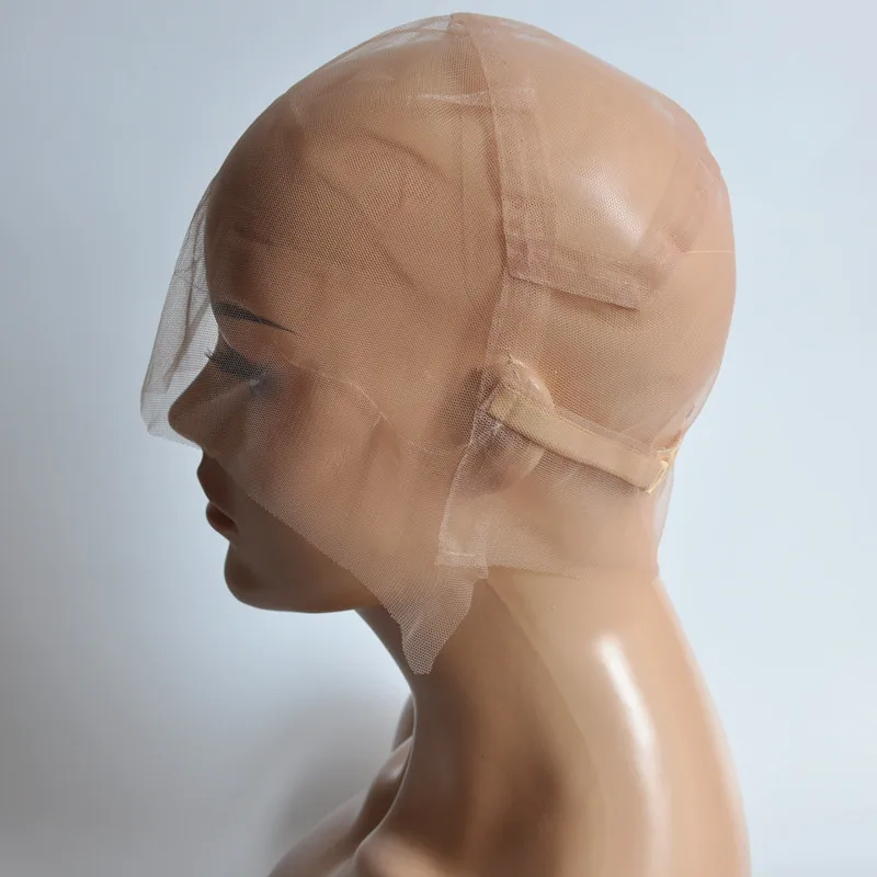 S/M/L Brown/Beige Full Lace Wig Cap For Making Wig Strong Swiss Lace Cap With Guide Line Sewn in For The Hairline