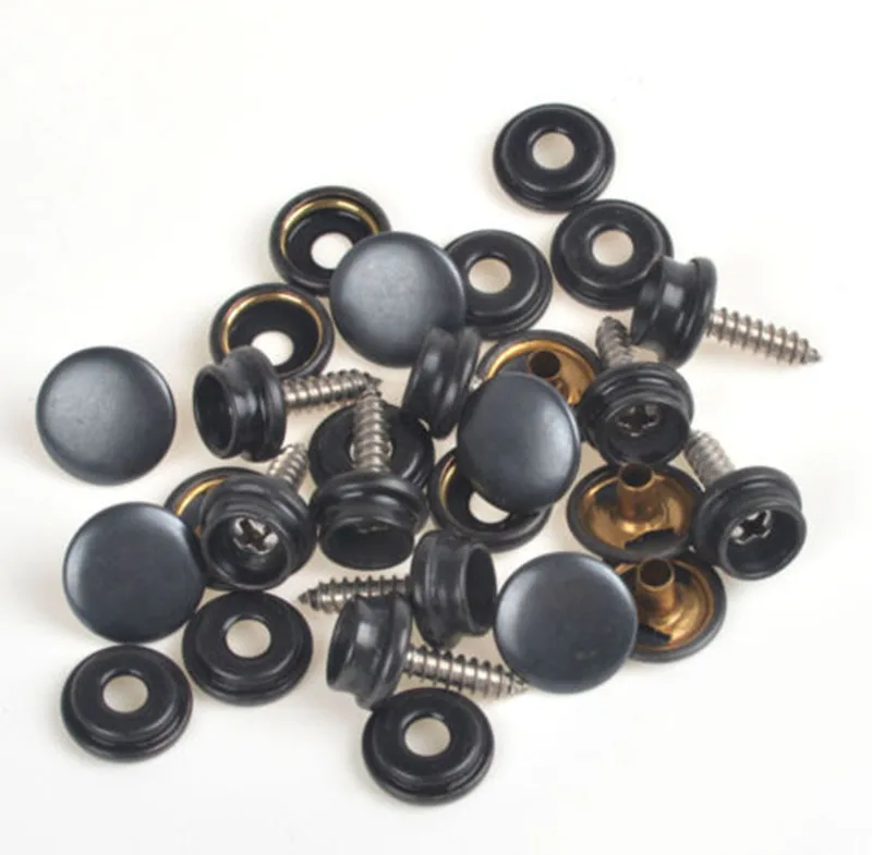

20 Set PRYM 15mm SILVER BLACK YACHT CARAVAN SNAP FASTENERS WITH SCREWS PRESS STUDS BUTTON 3 PART Studs WOOD TO FABRIC