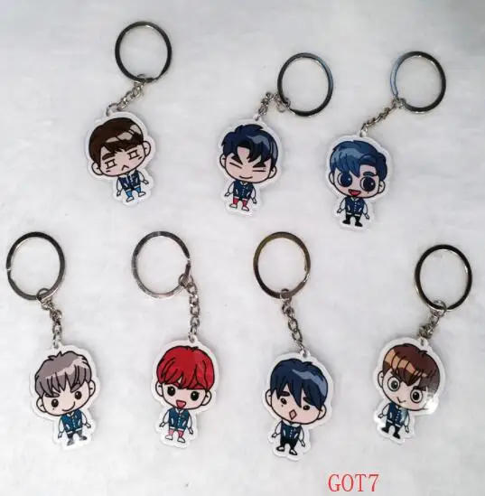 

20 pcs GOT7 Mixed Cartoon Anime New AKeychain Acrylic Key Ring Charms Gift K108