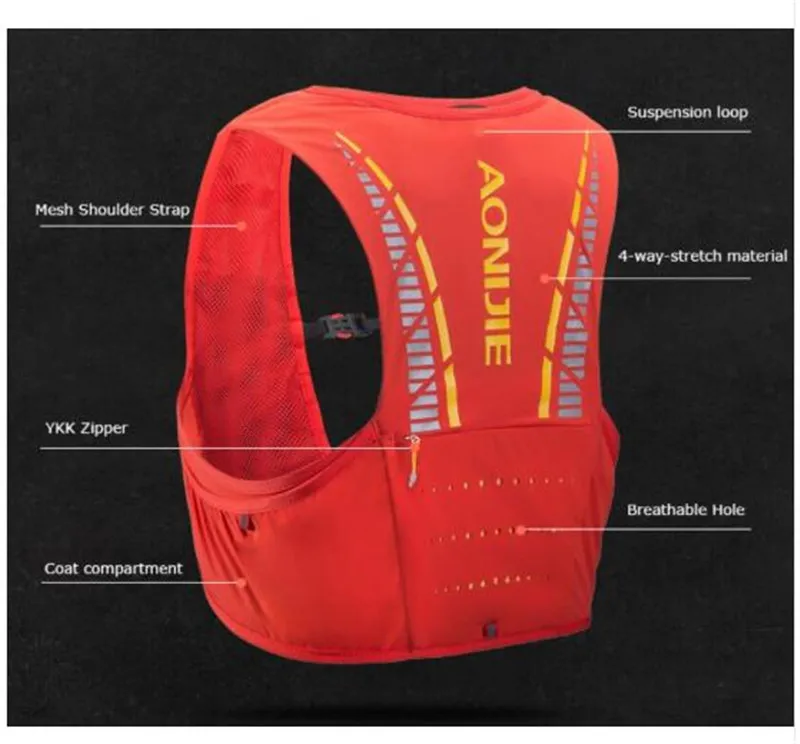 AONIJIE 5L Sports Backpack Vest Water Bladder Running Race Marathon Running Climbing Cycling Hydration Backpack
