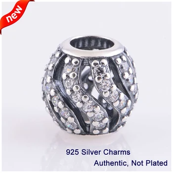 

CKK 925 Sterling Silver Arrival Genuine Openwork Pave Waves With Charms Beads Original Jewelry Fits For Bracelets