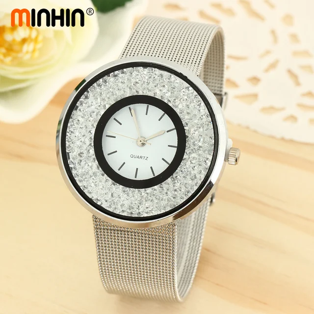 MINHIN Elegant Ladies Crystal Bangle Watch Luxury Brand Women New Design Metal M MINHIN Elegant Ladies Crystal Bangle Watch Luxury Brand Women New Design Metal M