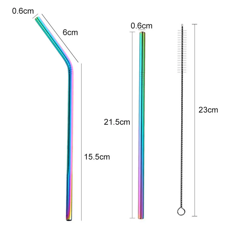 1pc Reusable Drinking Straw for Bar High Quality 304 Stainless Steel Metal Straw Cleaning Brush Dropshipping X