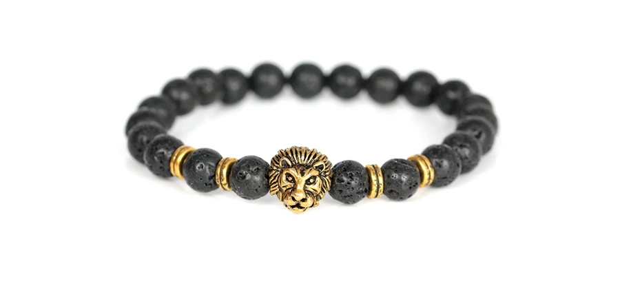 XQNI специальный дизайн матовый/Лава камень натуральный Strand браслет с эластичным веревкой черный цвет для мужчин подарок на день рождения низкая цена