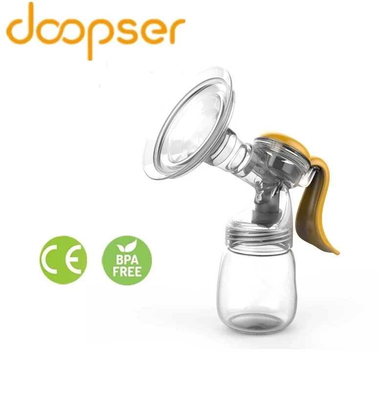 Doopser 150 мл ручной молокоотсос BPA бесплатно Грудное вскармливание с молочной бутылкой мощная грудь насосы Грудное вскармливание ребенка - Color: Yellow