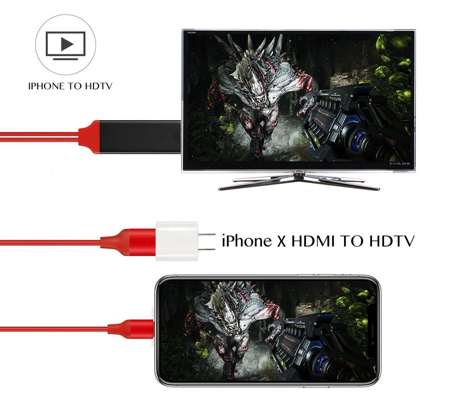 8-контактный HDMI кабель HD ТВ Цифровой AV адаптер USB HDMI 1080P смарт-конвертер кабель для iPhone X 8 7 7Plus 6S 6 5S IOS 8,0