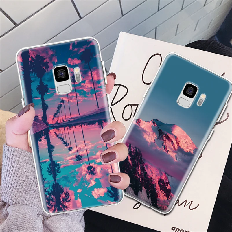 

For Samsung Galaxy J3 J5 J7 A3 A5 A7 2017 J4 J6 A6 A8 Plus A9 2018 S8 S9 S10 Plus S10E A30 A50 M10 M20 Scenery Flowers TPU Case