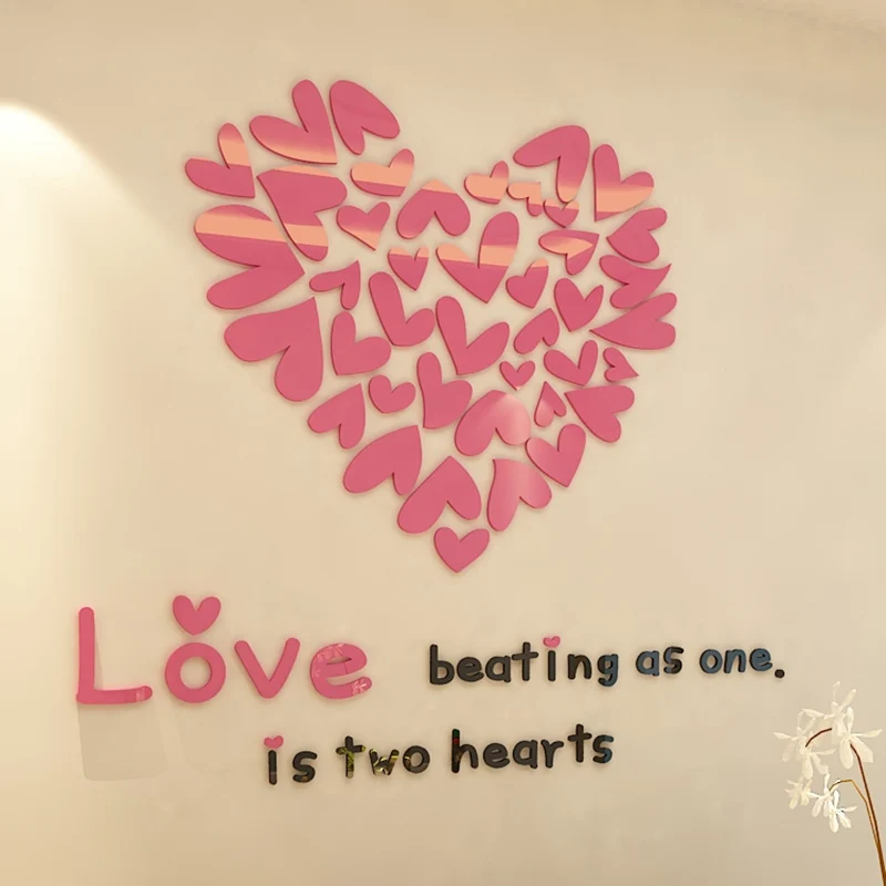 Romantic Loving Hearts 3D Acrylic Wall Sticker Wedding Room Decor Living Room Bedroom Kitchen Wall Stickers DIY 3D Stickers Romantic Loving Hearts 3D Acrylic Wall Sticker Wedding Room Decor Living Room Bedroom Kitchen Wall Stickers DIY 3D Stickers