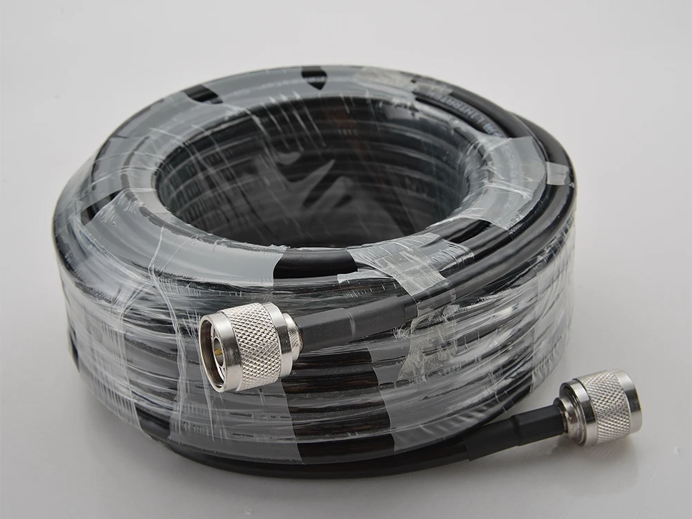 20 Meters Coaxial Cable N Male Connector Low Loss 50-5 Black 20M Cable Connect with Outdoor/Indoor Antenna and Signal Booster