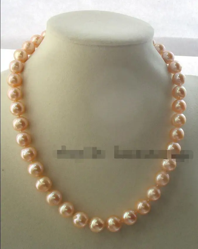 

FREE SHIPPING HOT sell new Style >>>>freshwater pearl pink 10-11mm round necklace 18" nature wholesale beads gift