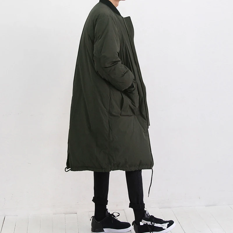 

In the long winter thick warm jacket army green collar loose male Japanese big cotton padded clothes cotton coat.