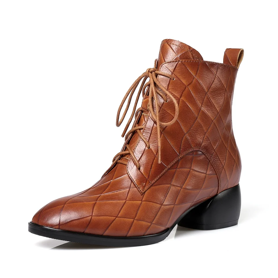 

2018 New Arrival Genuine Leather Footwear Ankle Boots Rubber Riding Feminine Shoes Women's Winter High Heels Boots Women Boots