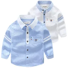 Рубашка с длинными рукавами для мальчиков, Детская рубашка из чистого хлопка