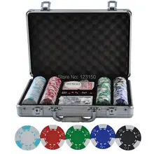 Pk-5002 200 шт. фишки с случае глины 14 г Фишки для покера вставить металла, пять цветов