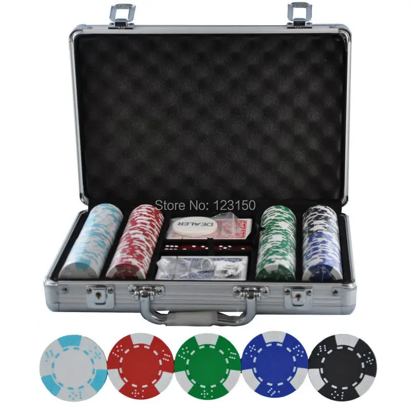 ПК-5002 200шт фишки с чехлом, глина 14 г фишки для покера вставки металла, пять цветов