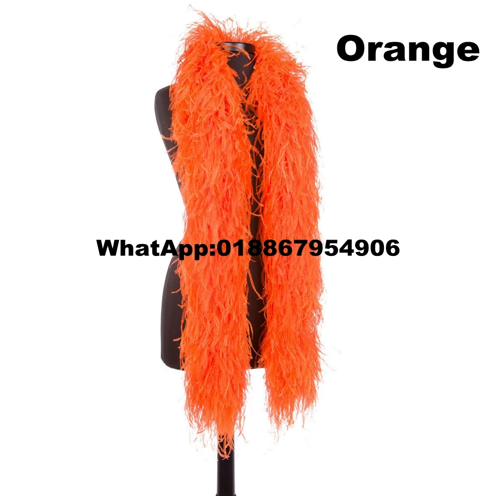 5-слойные страусиные перья 5 шт. оранжевые Страусиные полоски с бахромой для