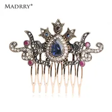 Madrry, винтажная Цветочная корона, гребни для волос, заколки для волос, заколки для волос, головной убор, турецкое ювелирное изделие, античный золотой цвет, женские Украшения