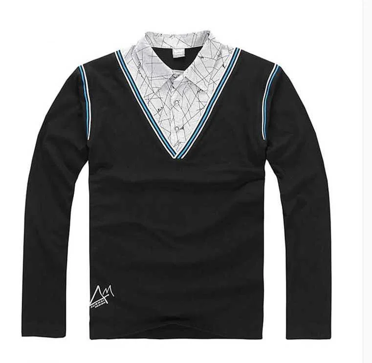 

Free shipping Faux two piece long-sleeve T-shirt patchwork large size big size plus size men's clothing , 3XL,4XL,5XL,6XL,7XL