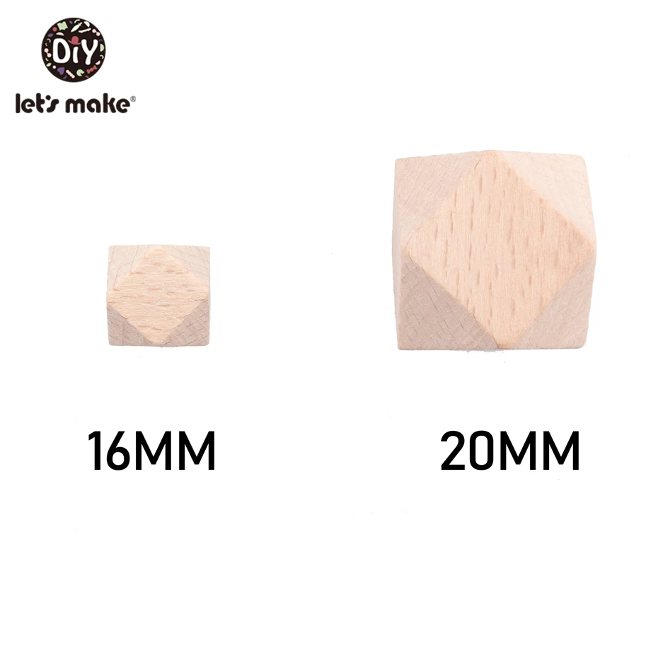 Contas de Madeira Brinquedos para o Bebê Brinquedo de Madeira do Bebê Letmake Fazer 16mm 20mm Hexágono Faia Dentição Faça Você Mesmo Brinquedos Chocalho Mordedor Mordedores s 100 pc 9 Mordedores p/ bebê