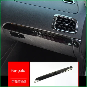 

For Volkswagen 2011-2016 POLO Interior Stainless Steel Glove Storage Box Upper Cover Sticker Trim Mouldings Auto Parts