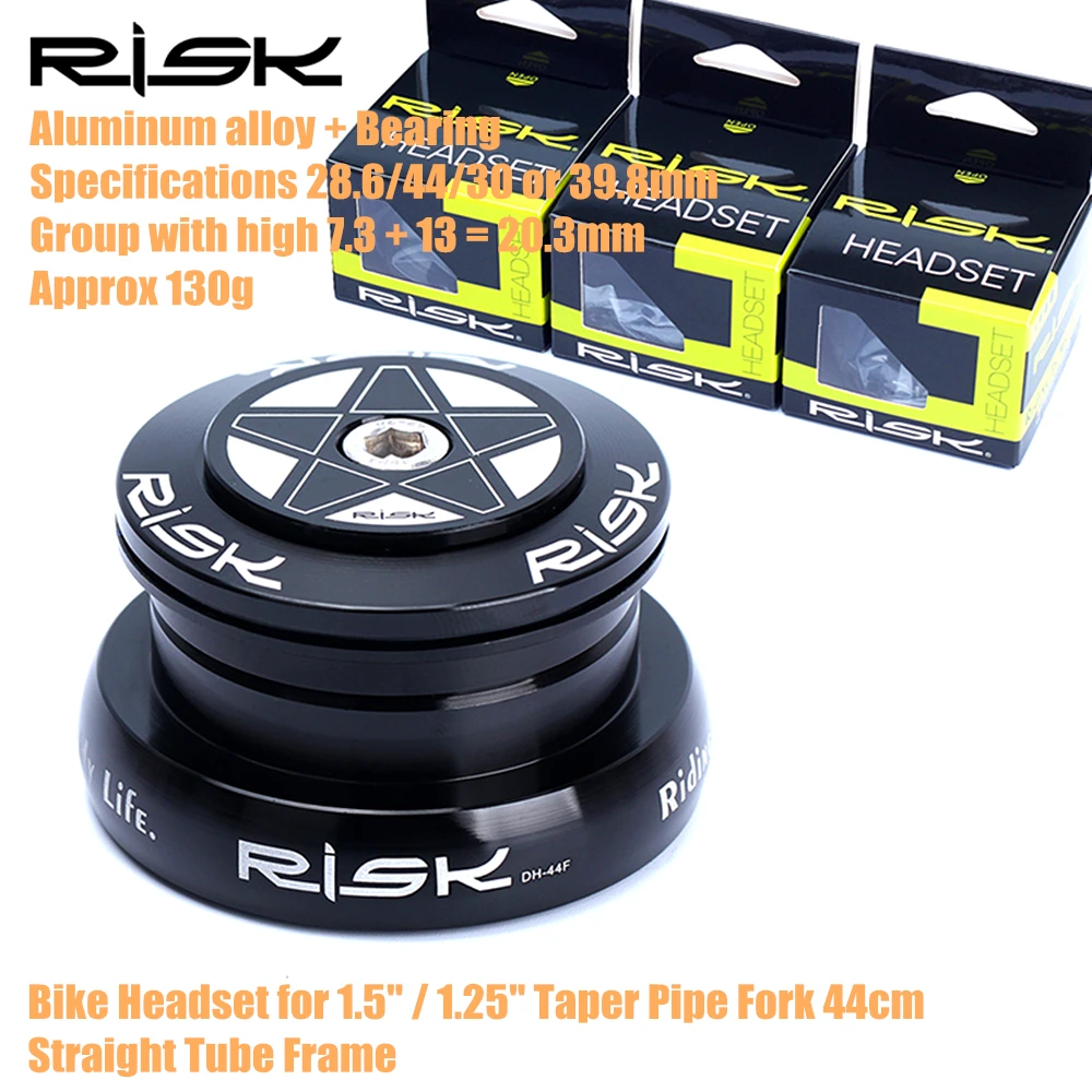 Bicycle Headset 44mm 1 1//8/"-1 1//2/" Tube Frame to Tapered Tube Fork 1.5 Adapter