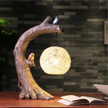 

Chinese retro garden table lamps hand woven classical art table light bedroom bedside home simple decorative lighting ZA8147