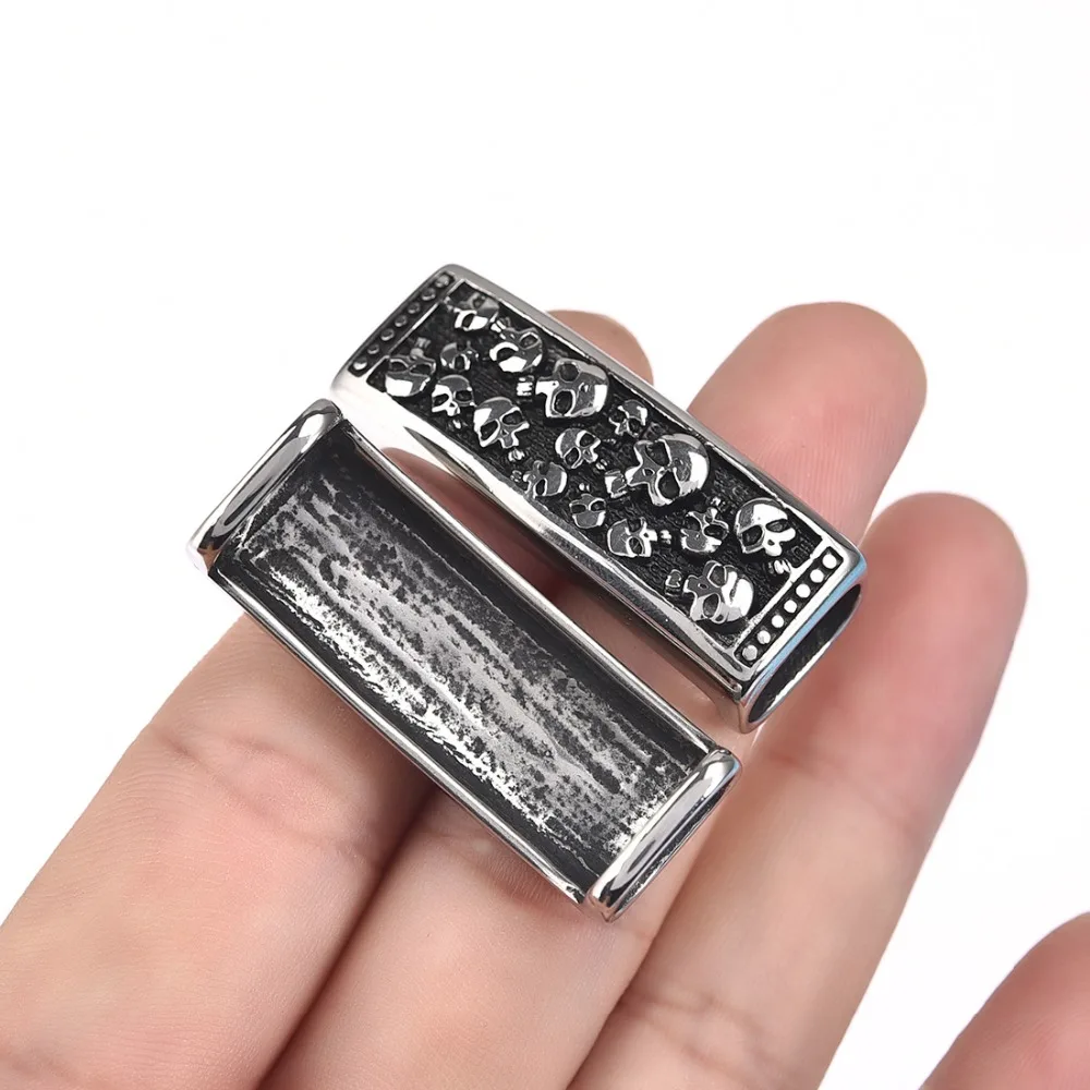Vintage Stainless Steel Skull Tube Beads Slide Charms Accessory (5)