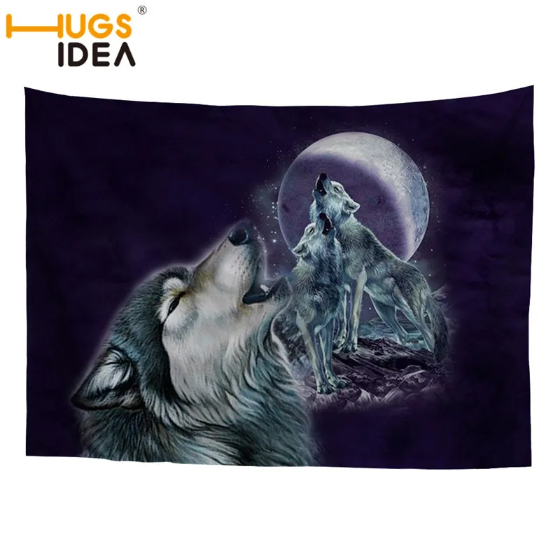 CC3576 HUGSIDEA Night Wolf гобелен домашнего декоративные Дизайн Настенный Коврик для йоги скатерть пляжное Полотенца стены тканью гобелены - Цвет: CC3576