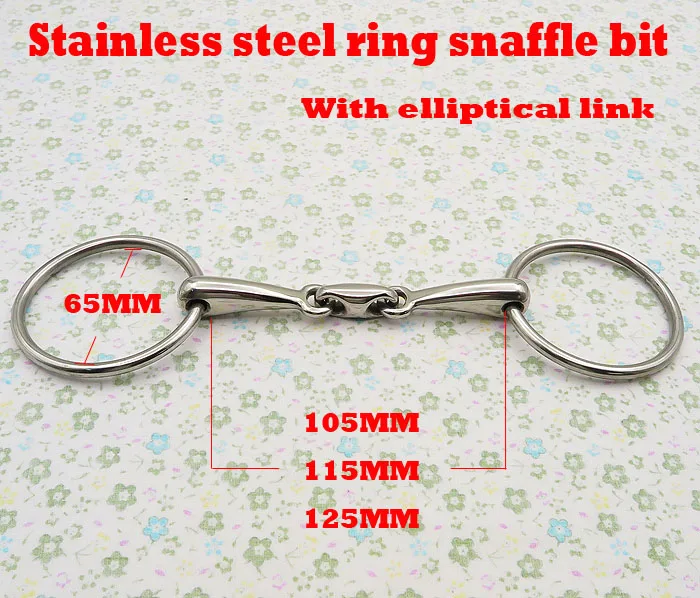 

Free shipping Stainless steel ring snaffle bit, broken mouth with elliptical link.Horse riding equipment(BT0527)
