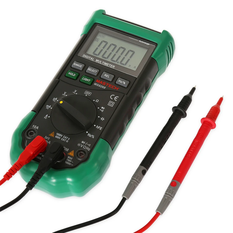 

MASTECH MS8268 Auto Range LCD Digital Multimeter Full protection AC/DC Voltmeter Ammeter Ohm Capacitance NCV Electrical Tester